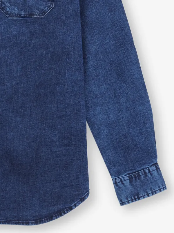 RIVER BLUE blue denim shirt for men