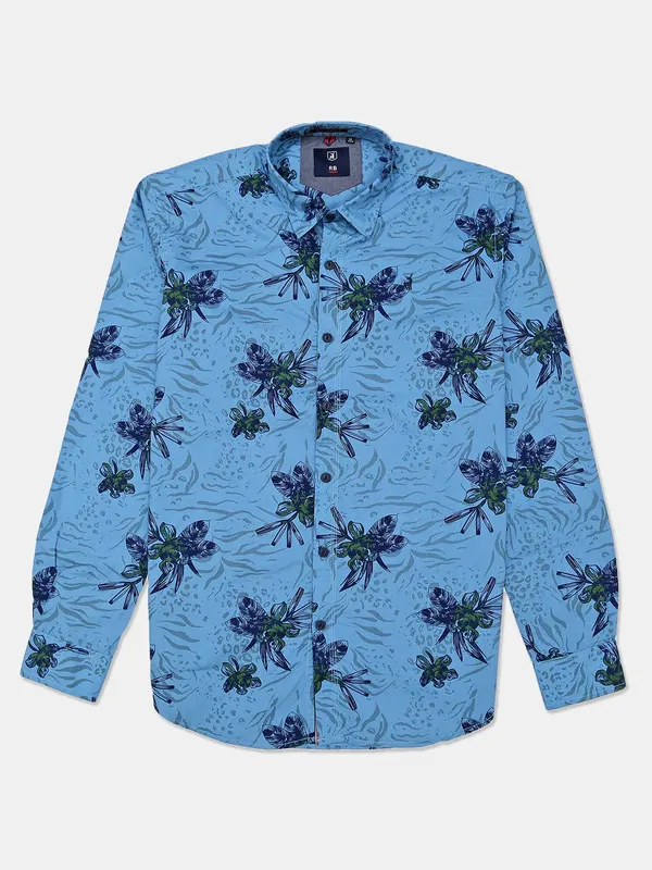 River Blue blue printed casual shirt