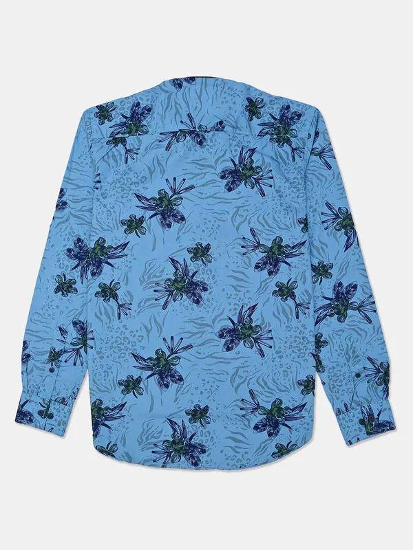 River Blue blue printed casual shirt