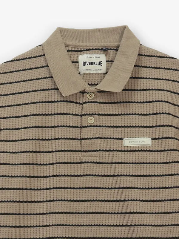 RIVER BLUE brown cotton t-shirt with stripe
