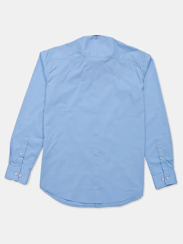 River Blue casual wear blue printed shirt