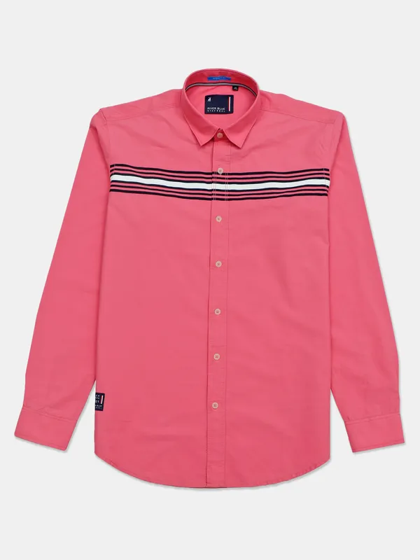 River Blue casual wear pink stripe shirt