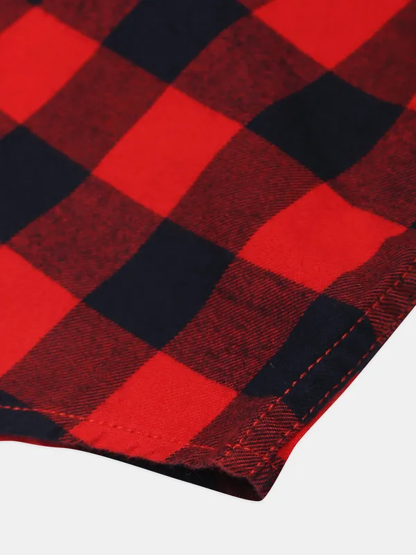 River Blue casual wear red and black checks shirt