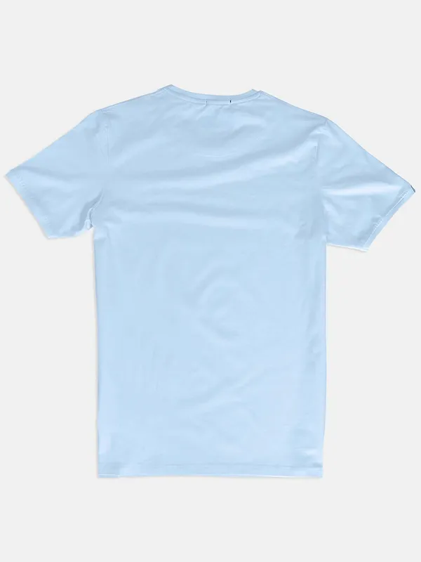 River Blue casual wear sky blue solid t-shirt