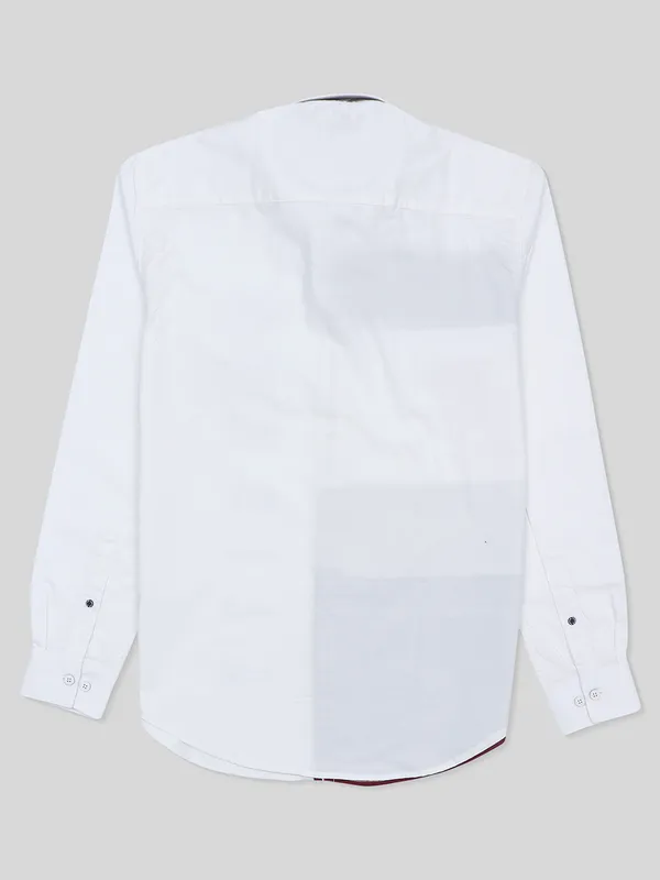 River Blue casual wear white printed shirt