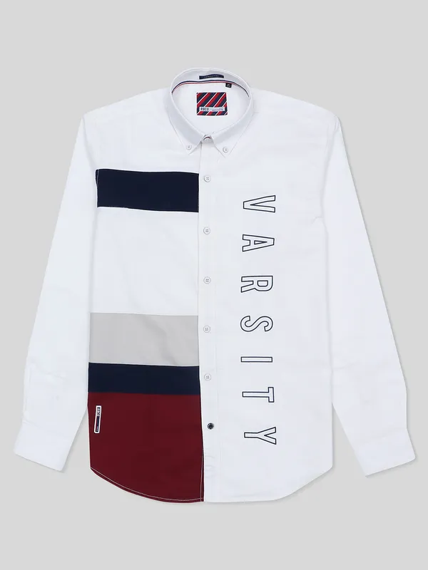 River Blue casual wear white printed shirt
