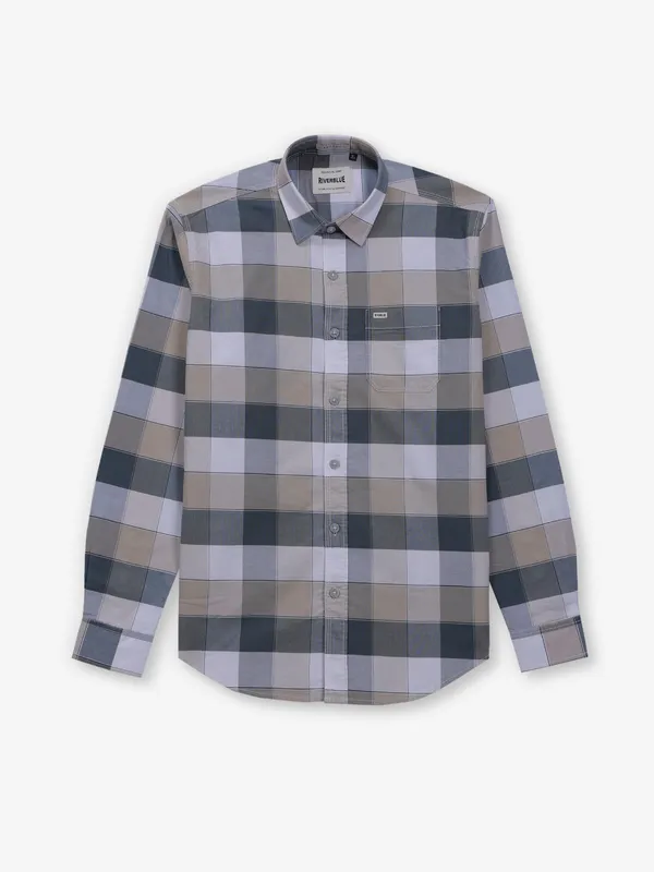 RIVER BLUE checks beige cotton shirt