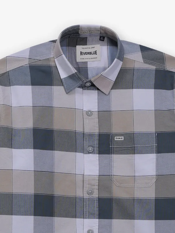 RIVER BLUE checks beige cotton shirt