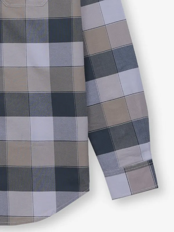 RIVER BLUE checks beige cotton shirt