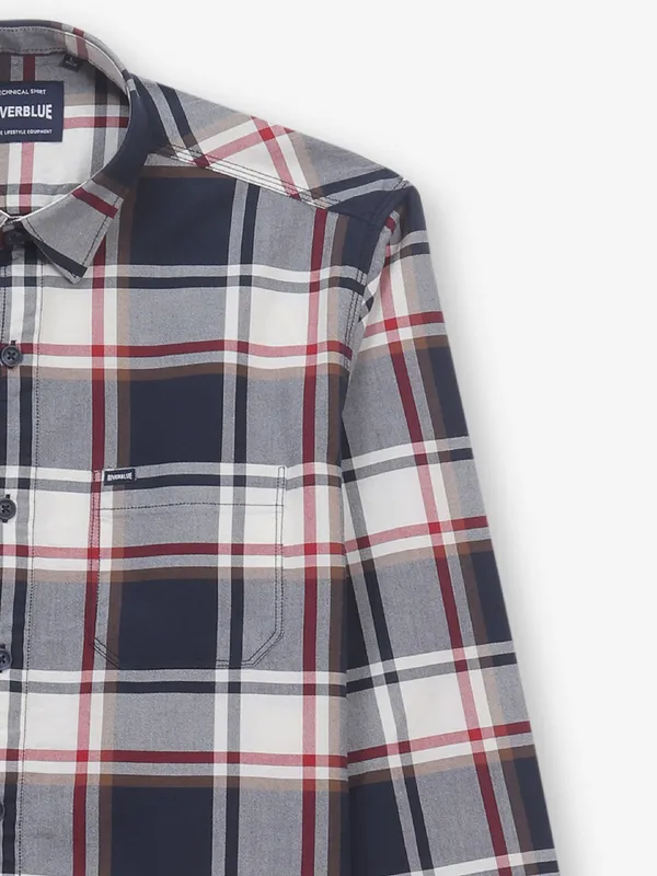 RIVER BLUE checks cotton navy shirt