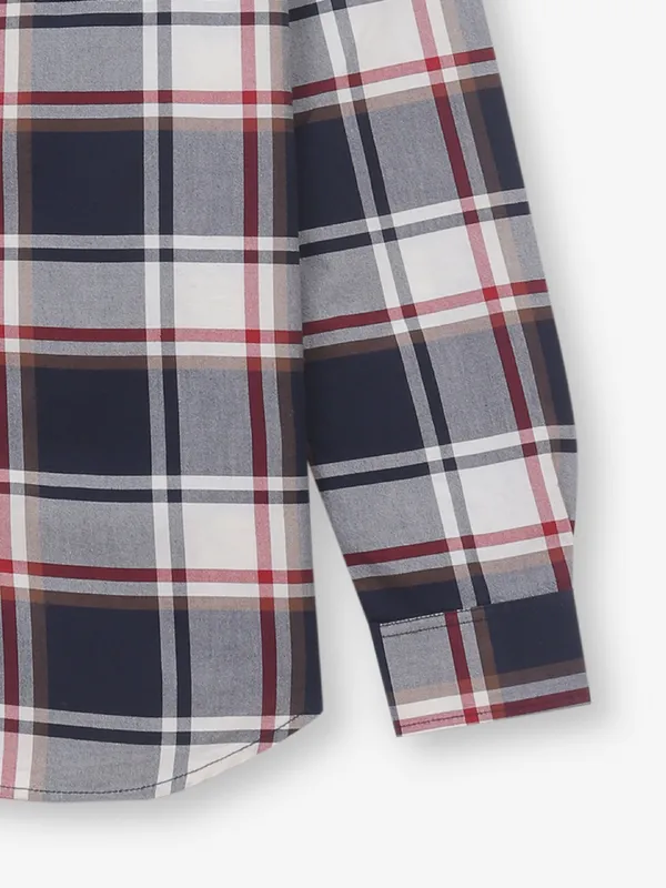 RIVER BLUE checks cotton navy shirt