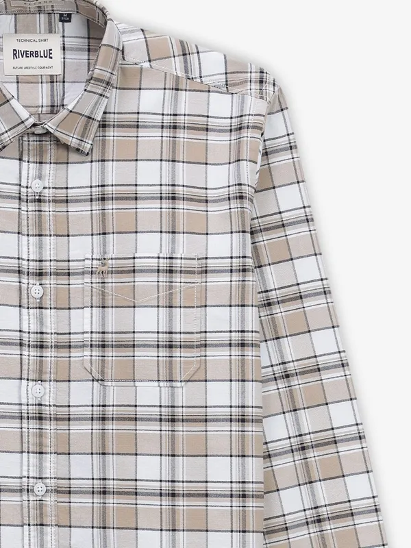 RIVER BLUE checks khaki cotton shirt