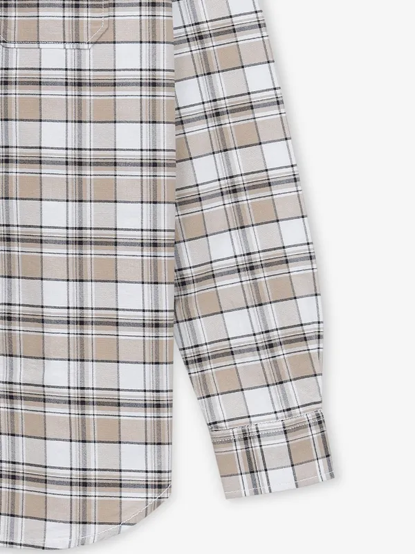 RIVER BLUE checks khaki cotton shirt