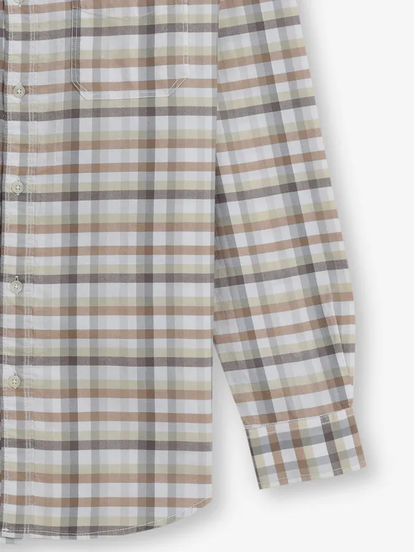 RIVER BLUE Checks khaki shirt for men