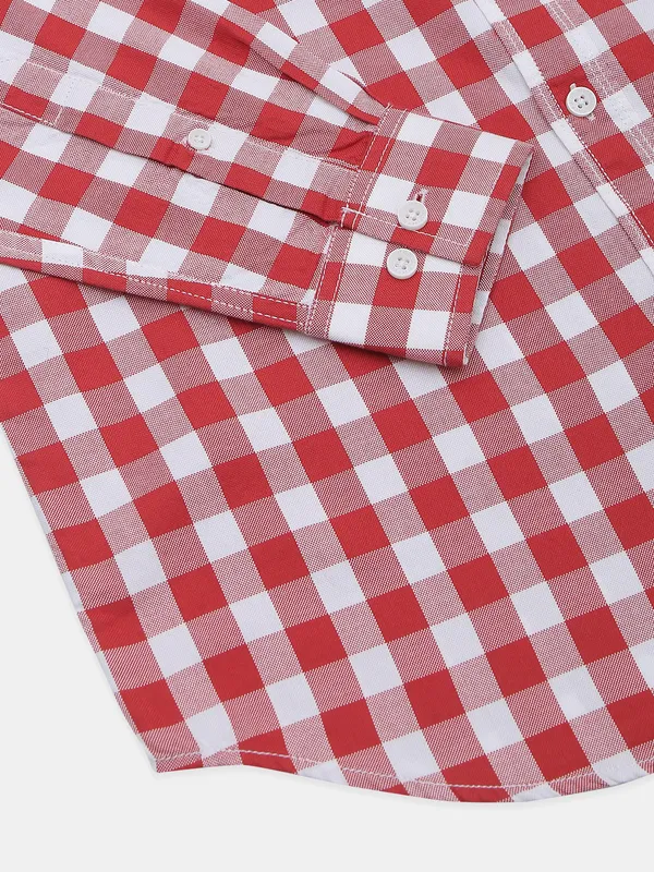 River Blue checks red casual wear shirt
