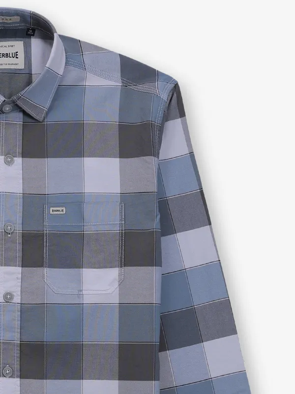 RIVER BLUE checks sky blue cotton shirt for men