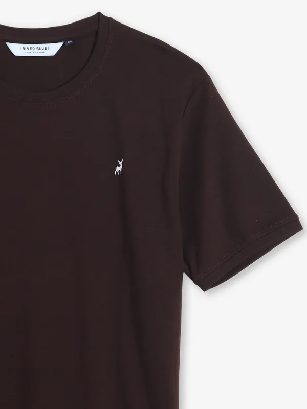 RIVER BLUE coffee cotton plain t-shirt