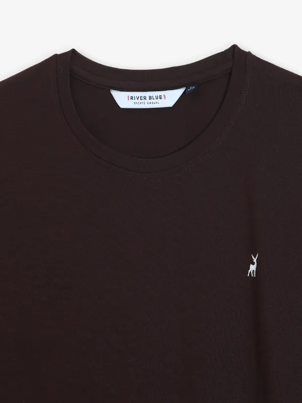 RIVER BLUE coffee cotton plain t-shirt