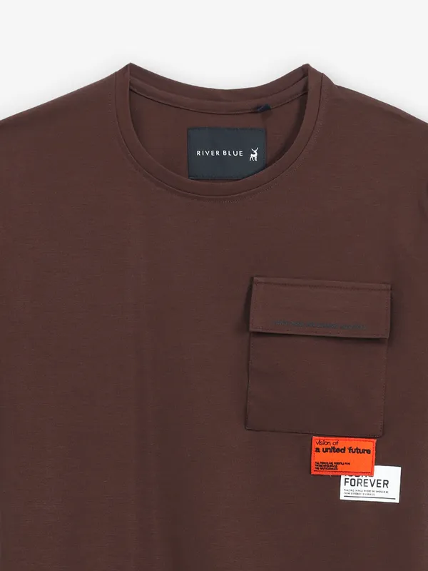 RIVER BLUE coffee cotton t-shirt for casual wear