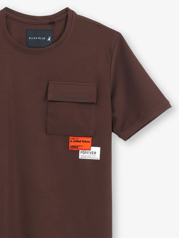 RIVER BLUE coffee cotton t-shirt for casual wear