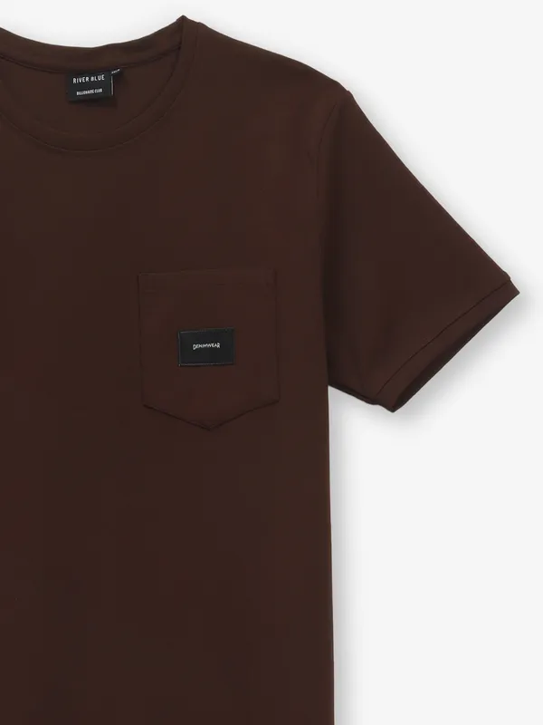 RIVER BLUE coffee plain cotton t-shirt