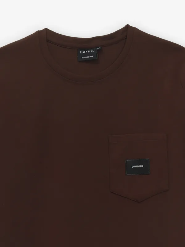 RIVER BLUE coffee plain cotton t-shirt