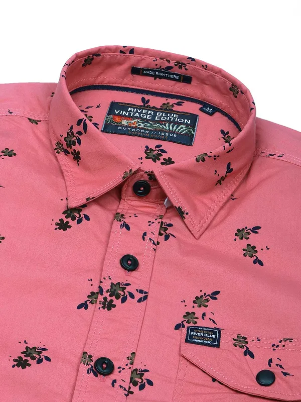 River Blue coral pink cotton shirt