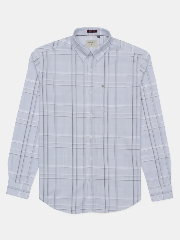 River Blue cotton checks white shirt for casual