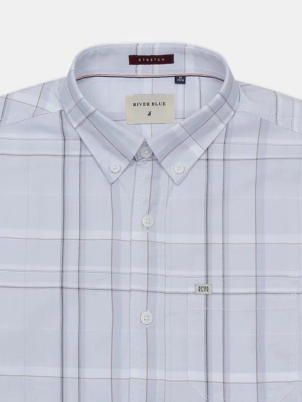 River Blue cotton checks white shirt for casual