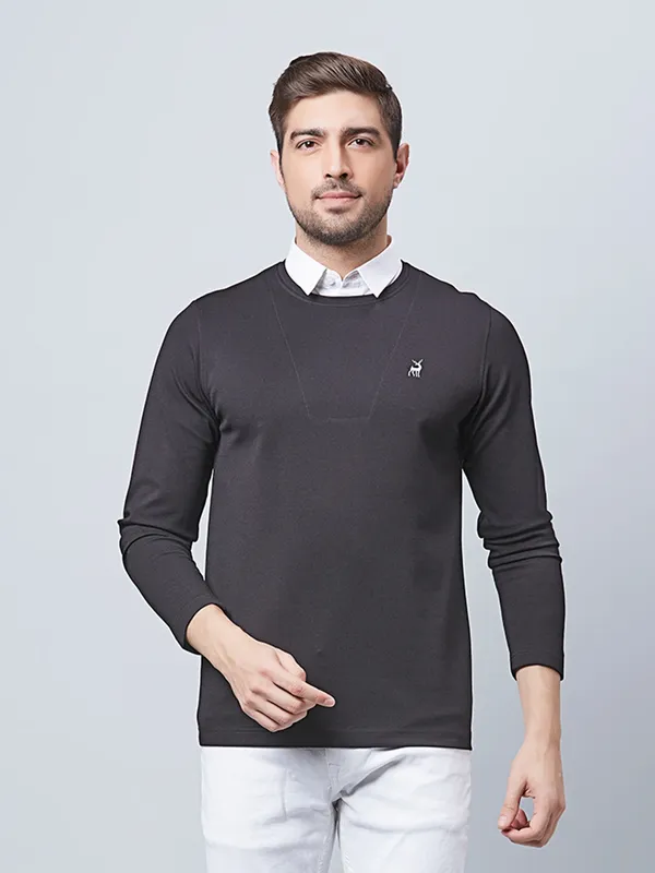 River Blue cotton full sleeves black t shirt