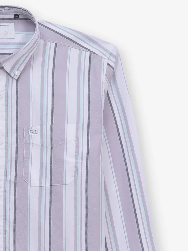 RIVER BLUE cotton lilac shirt with stripe