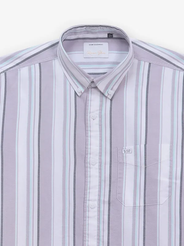 RIVER BLUE cotton lilac shirt with stripe