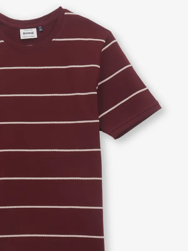 RIVER BLUE cotton maroon slim fit men t-shirt