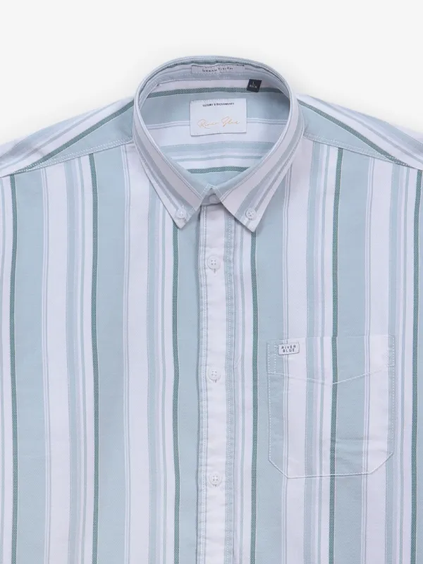 RIVER BLUE cotton mint green with stripe