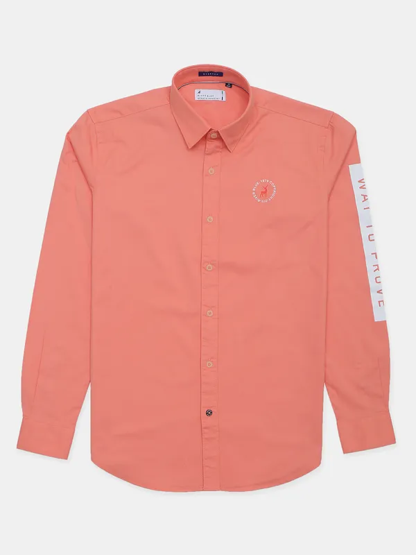 River blue cotton peach casual wear shirt