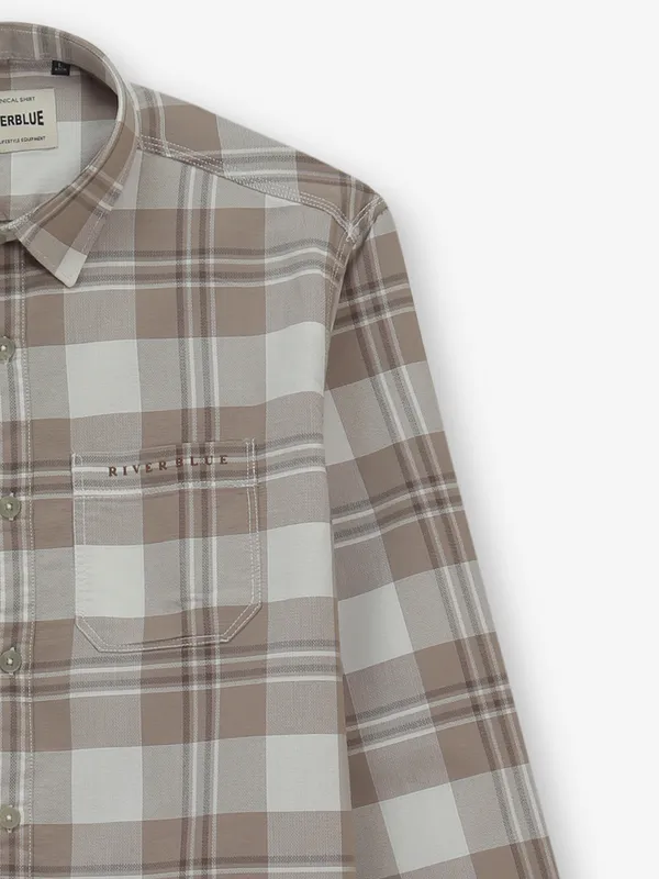 RIVER BLUE cotton shirt in coffee