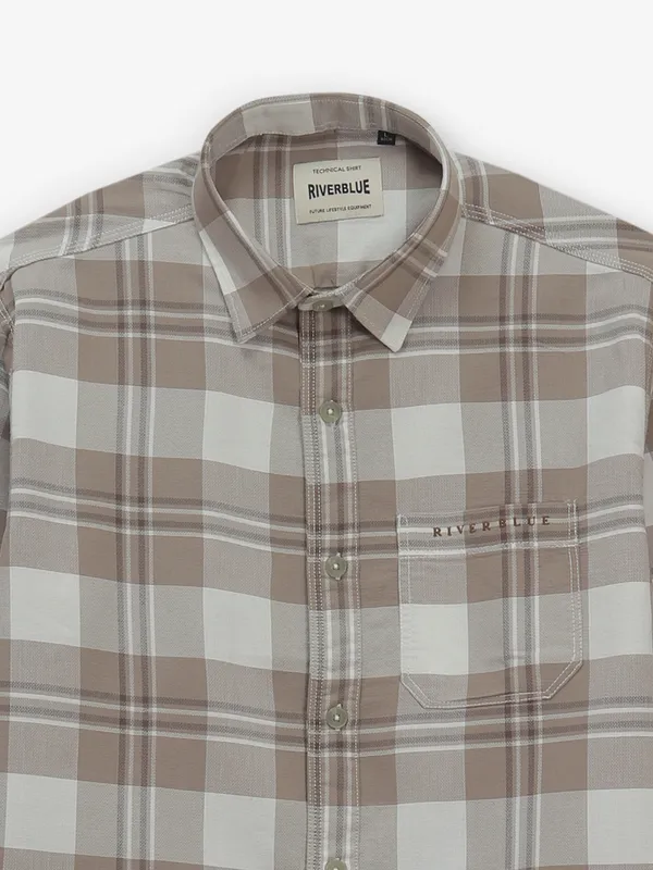 RIVER BLUE cotton shirt in coffee