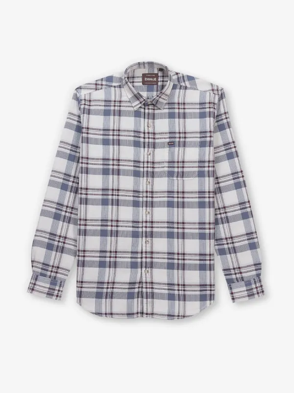 RIVER BLUE cotton shirt in white and blue