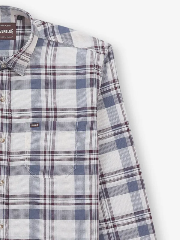 RIVER BLUE cotton shirt in white and blue