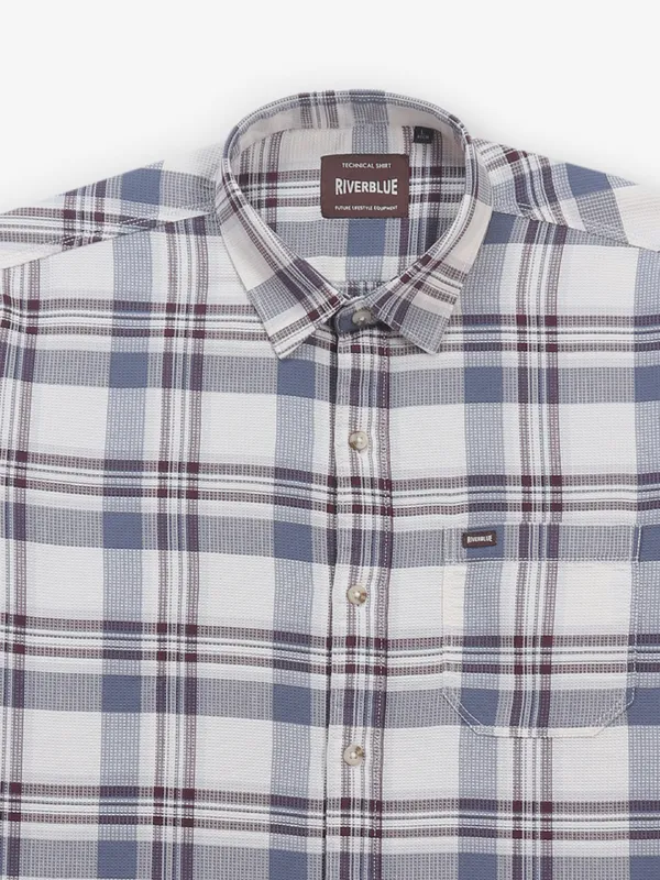 RIVER BLUE cotton shirt in white and blue