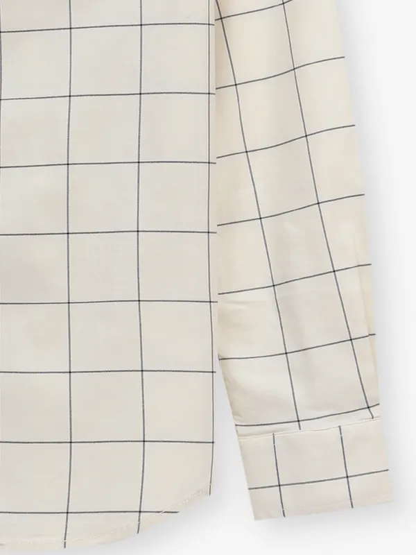 RIVER BLUE cream checks cotton shirt