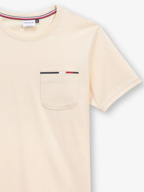 RIVER BLUE cream cotton t-shirt