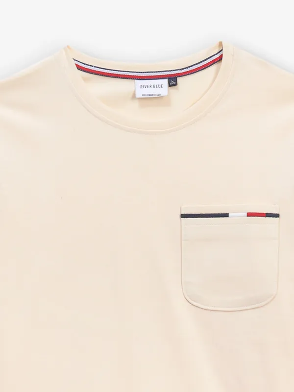 RIVER BLUE cream cotton t-shirt