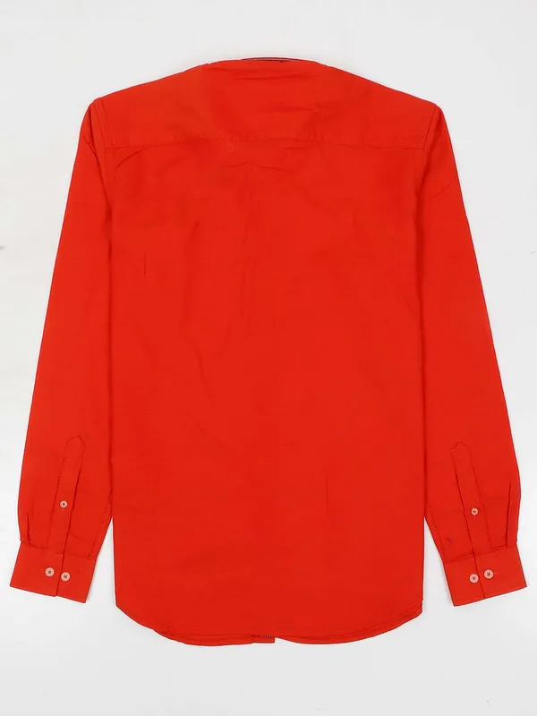 River Blue curve hem orange solid shirt