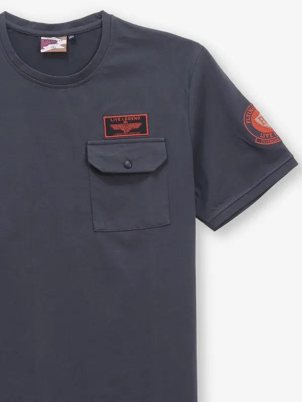 RIVER BLUE dark grey cotton t-shirt
