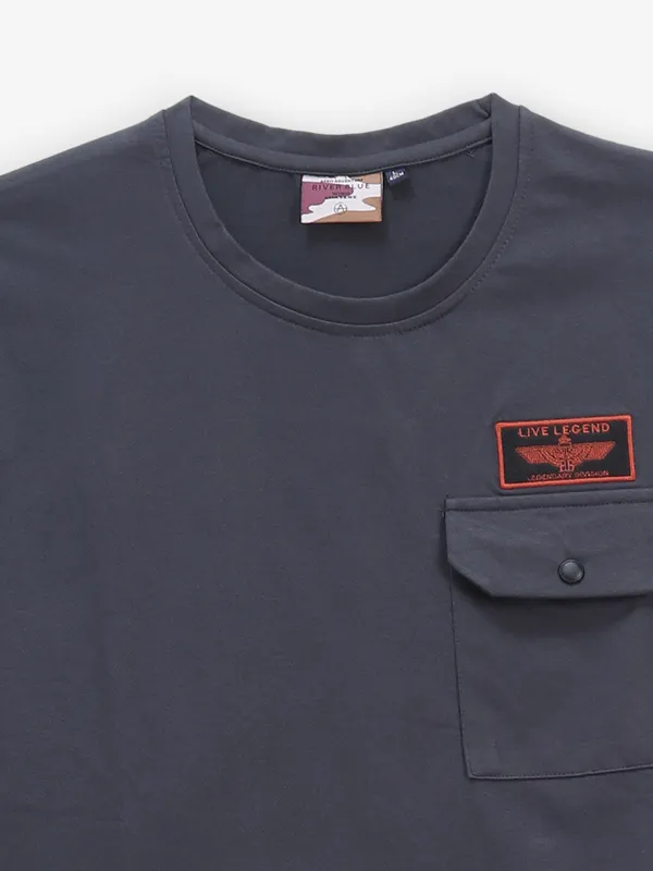 RIVER BLUE dark grey cotton t-shirt
