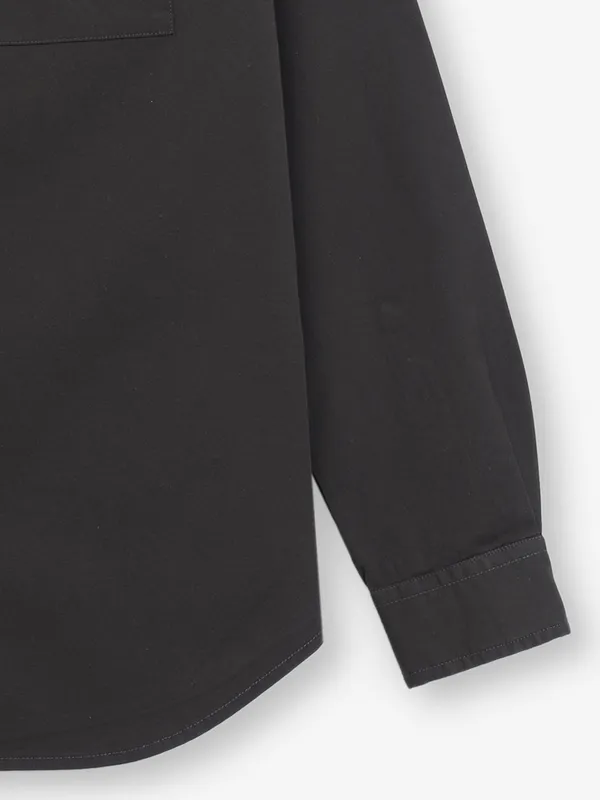 RIVER BLUE dark olive plain cotton shirt