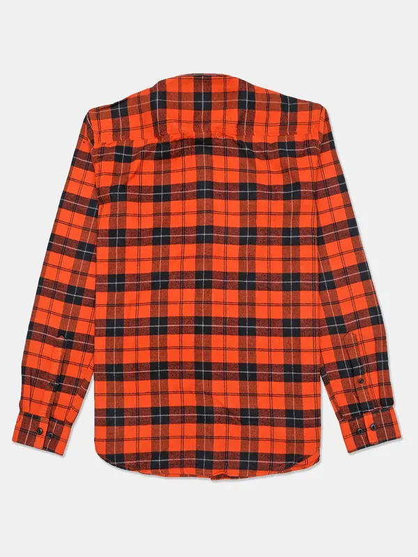 River Blue full sleeves orange checks shirt