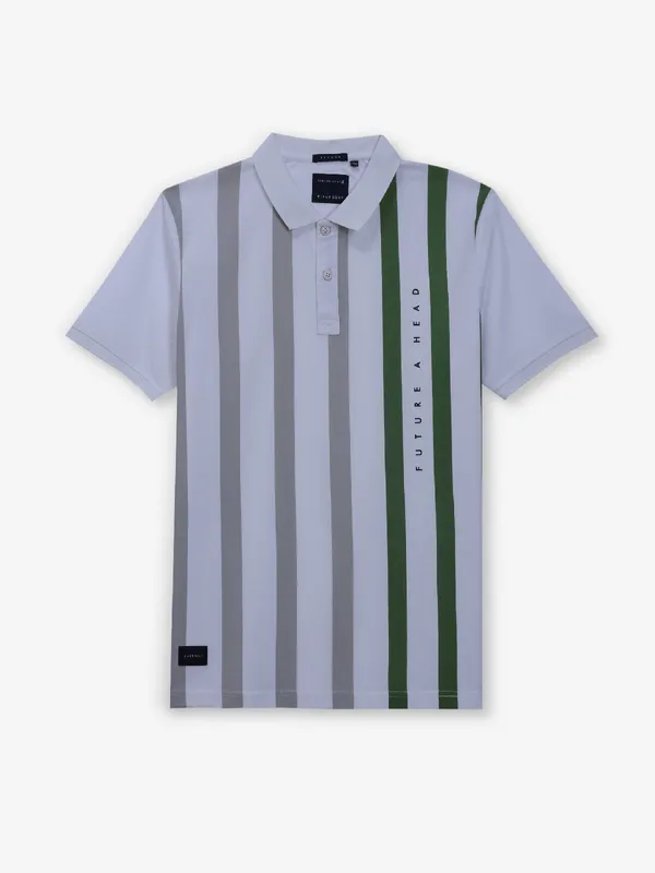 RIVER BLUE green and white stripe cotton t-shirt