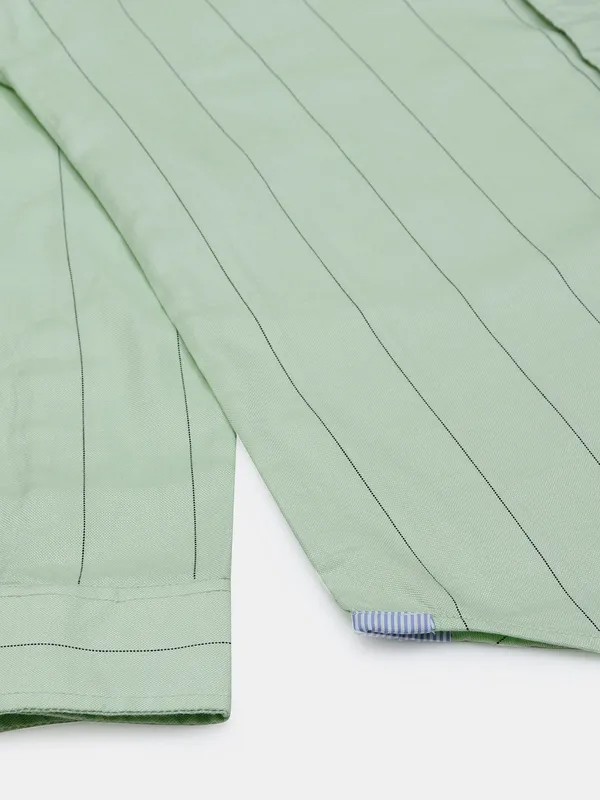 River Blue green casual stripe cotton shirt